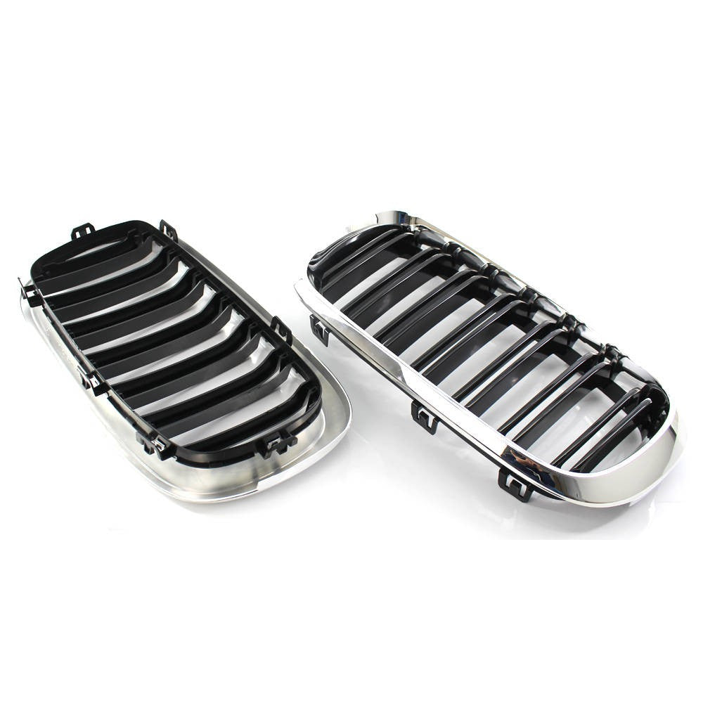 2X Black Chrome Front Grille for BMW X5 F15 X6 F16 M (2014–2018)