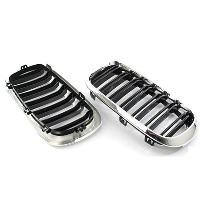 2X Black Chrome Front Grille for BMW X5 F15 X6 F16 M (2014–2018)