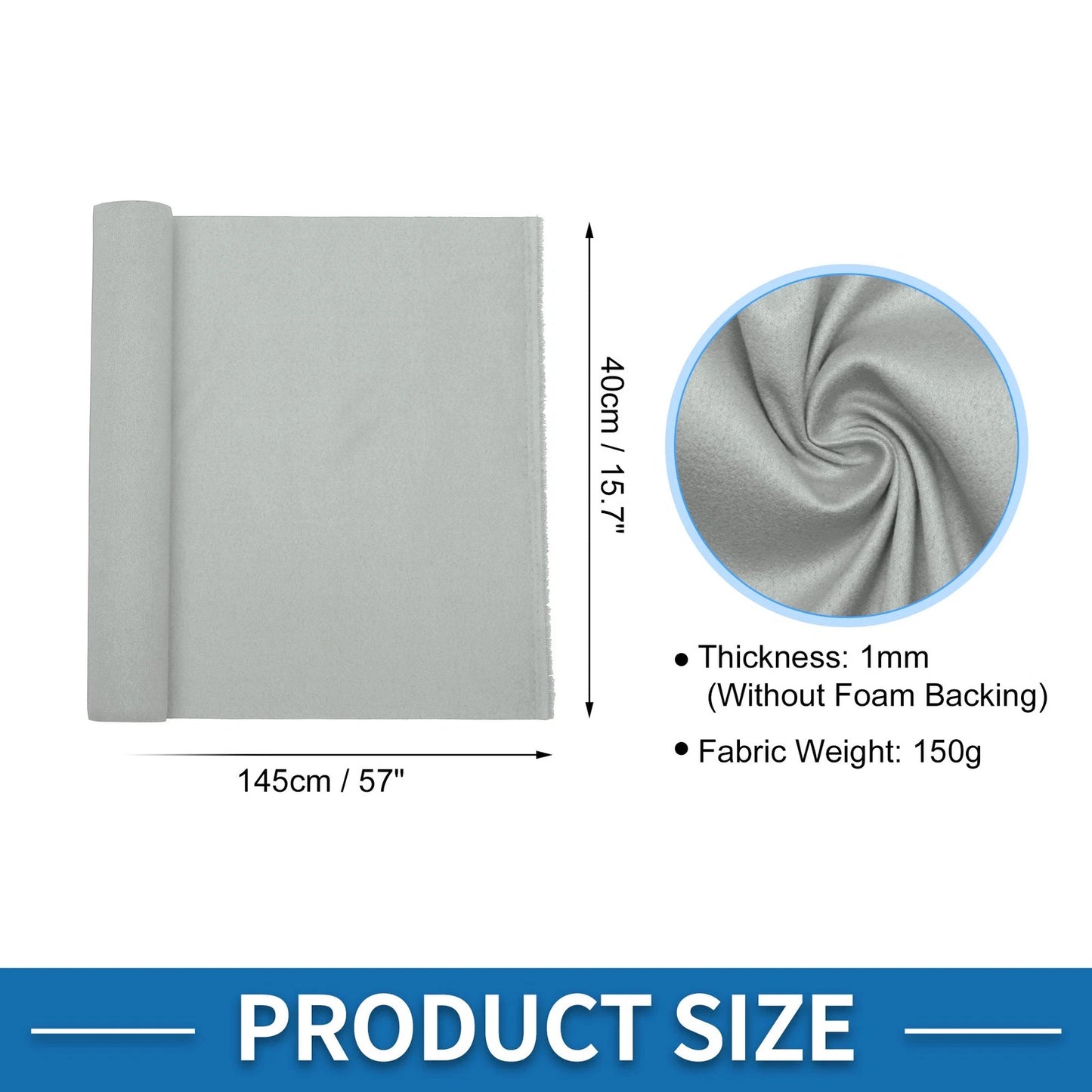 150G Suede Fabric Headliner for Car Roof Repair - Light Gray (15.7"Lx57"W)