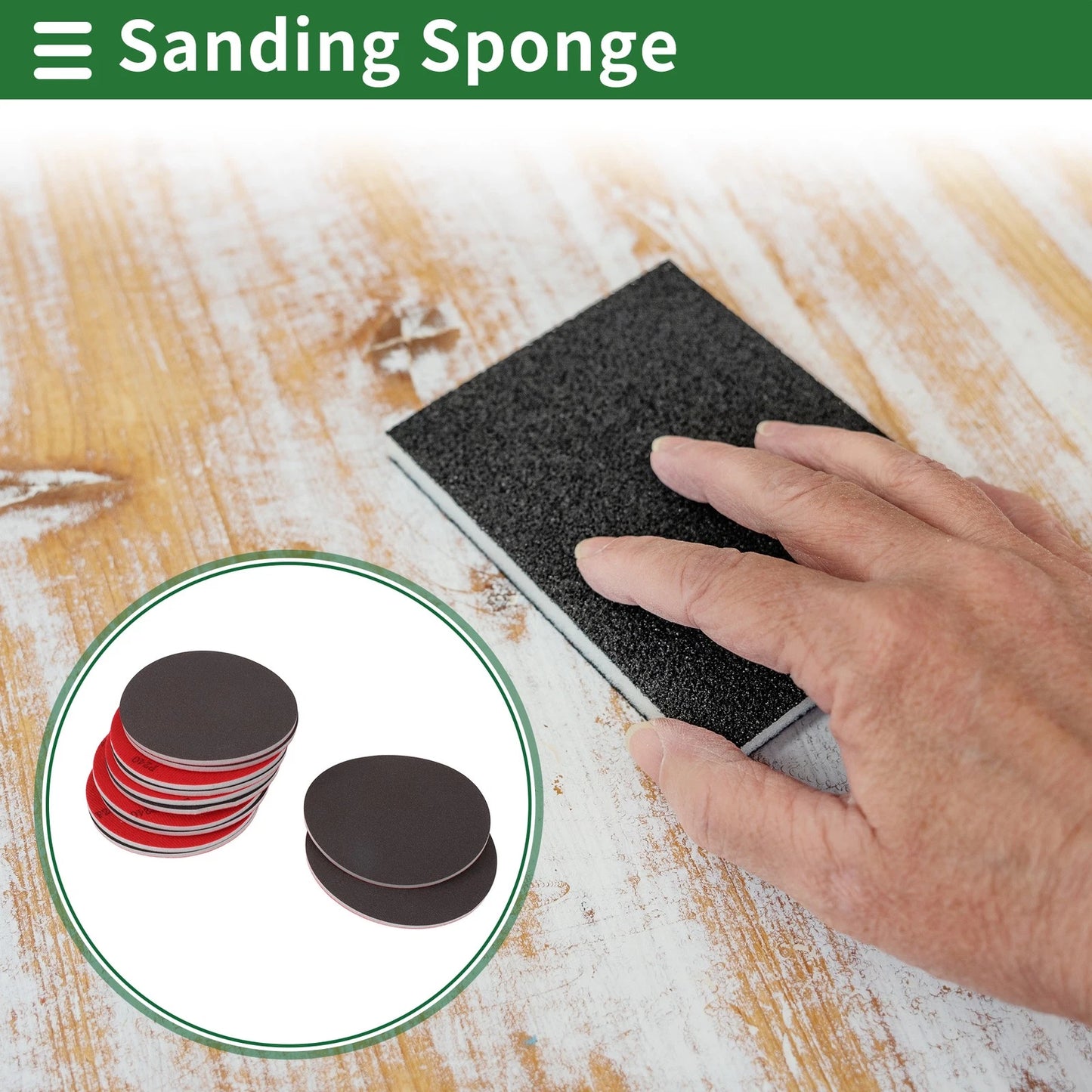 Set of 12 P240 Sanding Sponge Pads 5.91"x5.91" Washable and Reusable