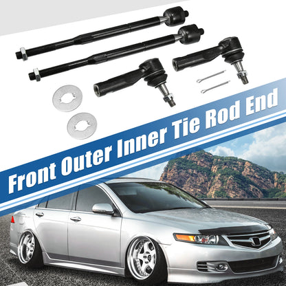 Set of 4 Front Inner Outer Tie Rod Ends ES800030 EV80445 for Chevrolet Pontiac