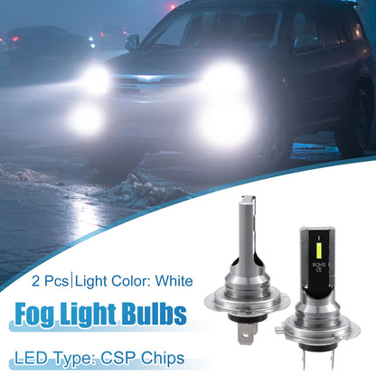 Set of 2 H7 LED Fog Light Bulbs for Auto Car (CSP Chips)