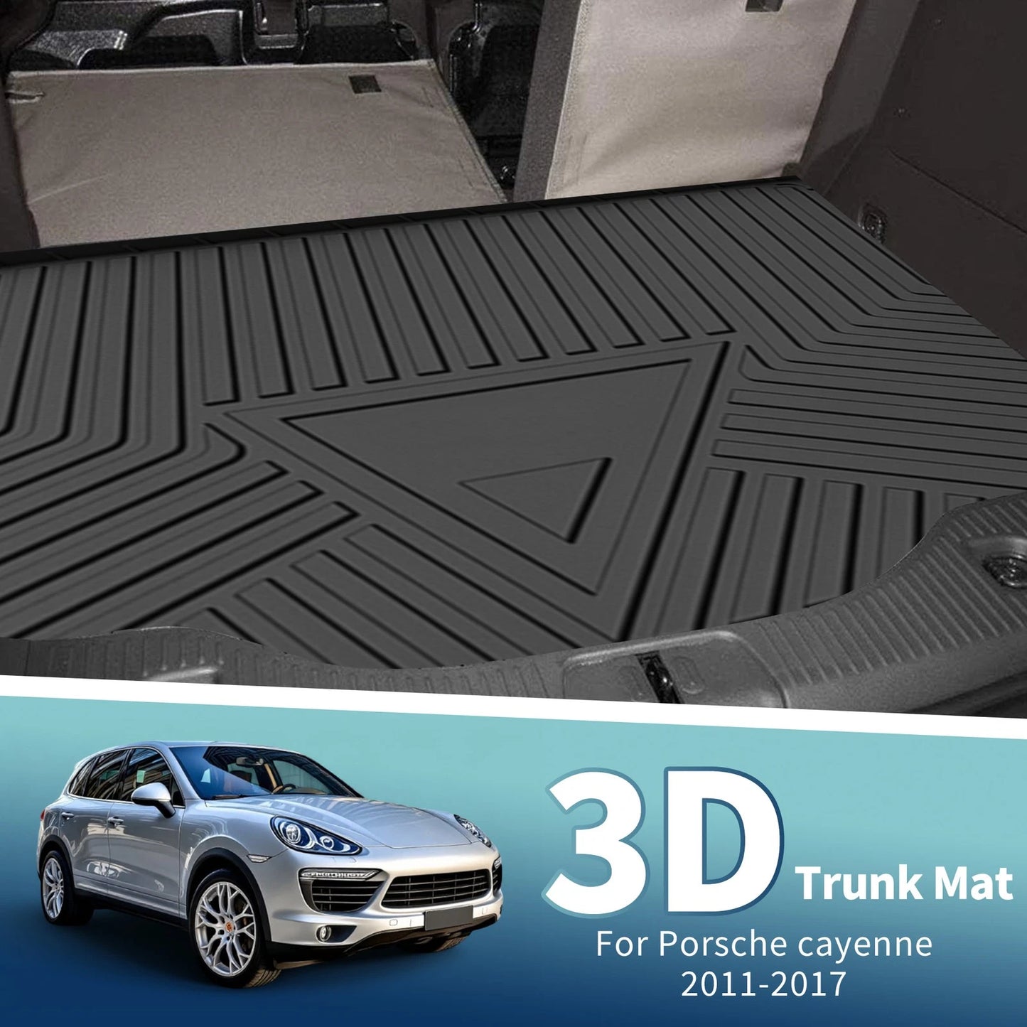 Flat Face Cargo Liner Rear Trunk Mat for Porsche Cayenne (2011–2017) TPE