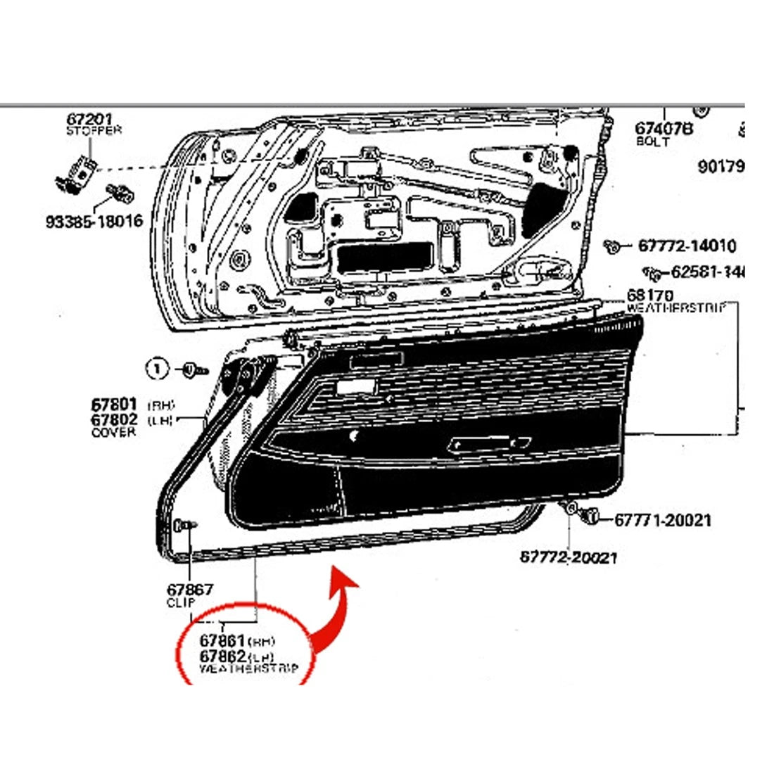 Door Weatherstrip for Toyota Celica (RA20-RA23)