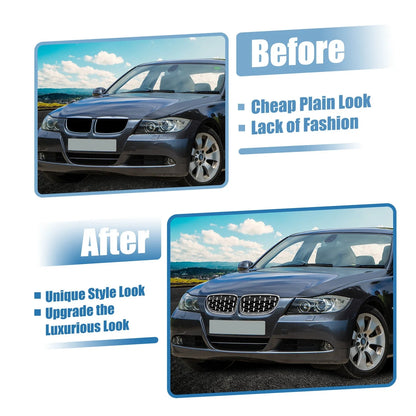 Front Hood Bumper Grille for BMW 335d 328i 335i E90 Silver Tone Pair
