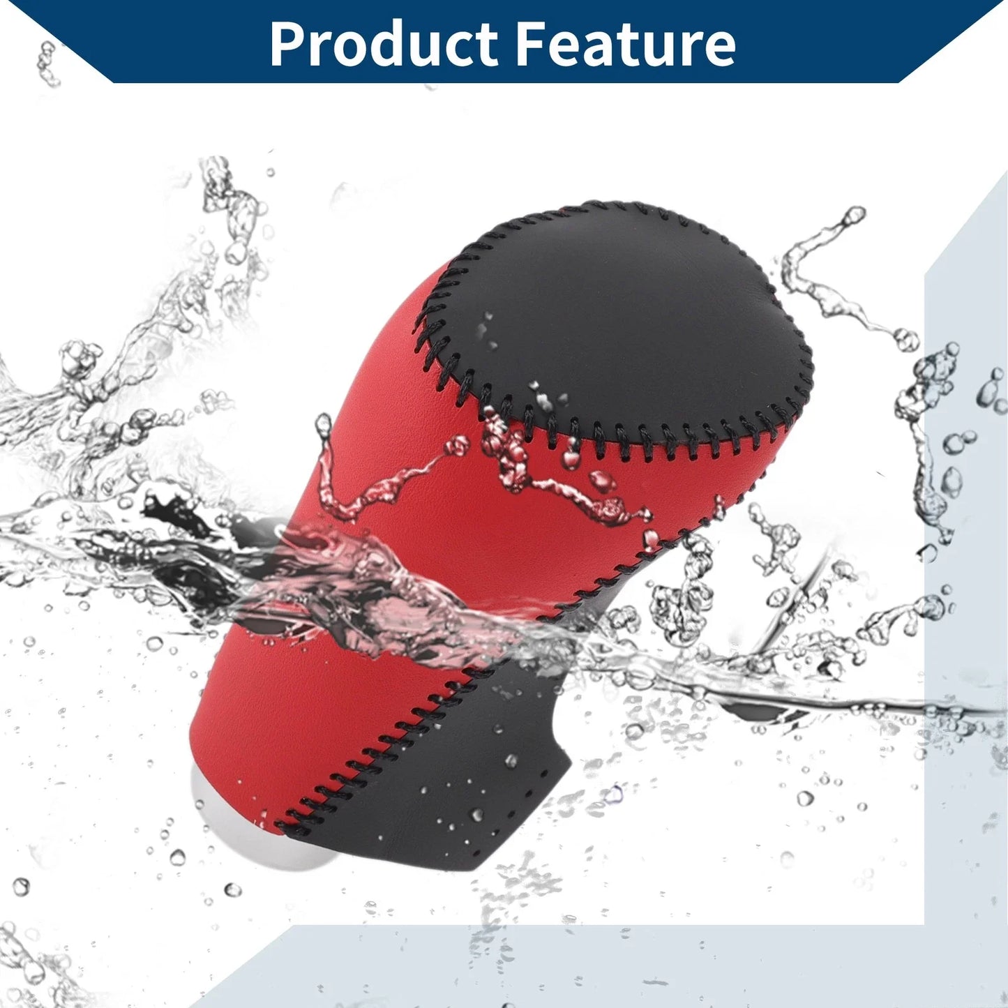 Car Gear Shift Knob Cover for Chevrolet Malibu Red Black Faux Leather
