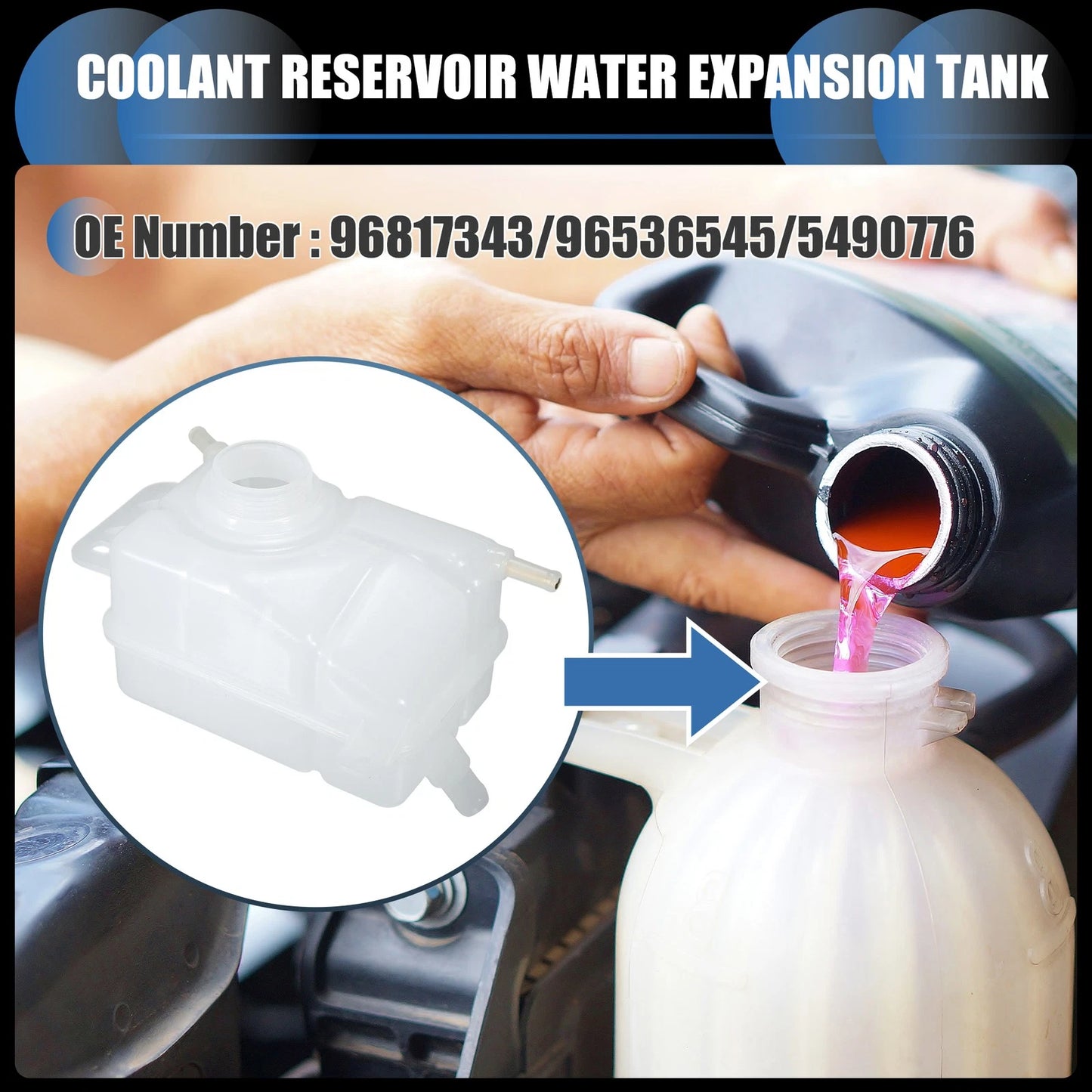 Coolant Expansion Recovery Overflow Tank No. 96817343 for Chevrolet Aveo (2004–2008)