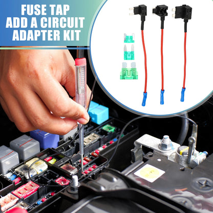Set of 3 Car Fuse Tap with 3 30A Mini Low Profile Fuses for Universal Use