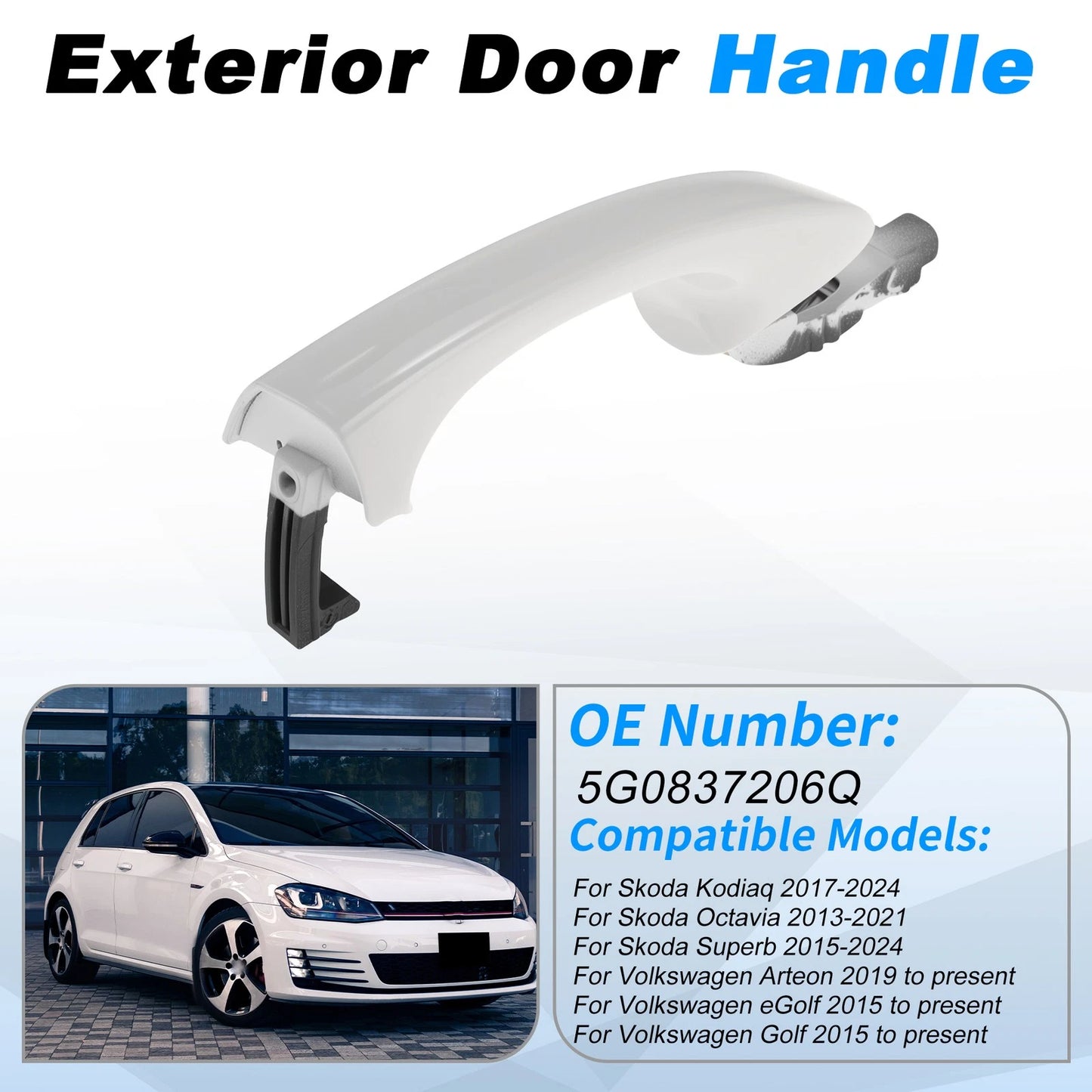 Exterior Door Handle for Skoda Kodiaq (2017–2024) No.5G0837206Q White
