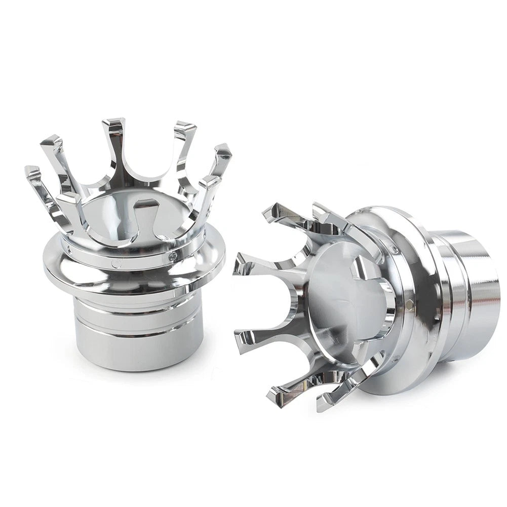 Crown Front Axle Nut Cover Pair for Harley Softail Sportster Road King (Chrome)