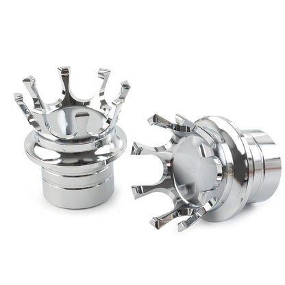 Crown Front Axle Nut Cover Pair for Harley Softail Sportster Road King (Chrome)