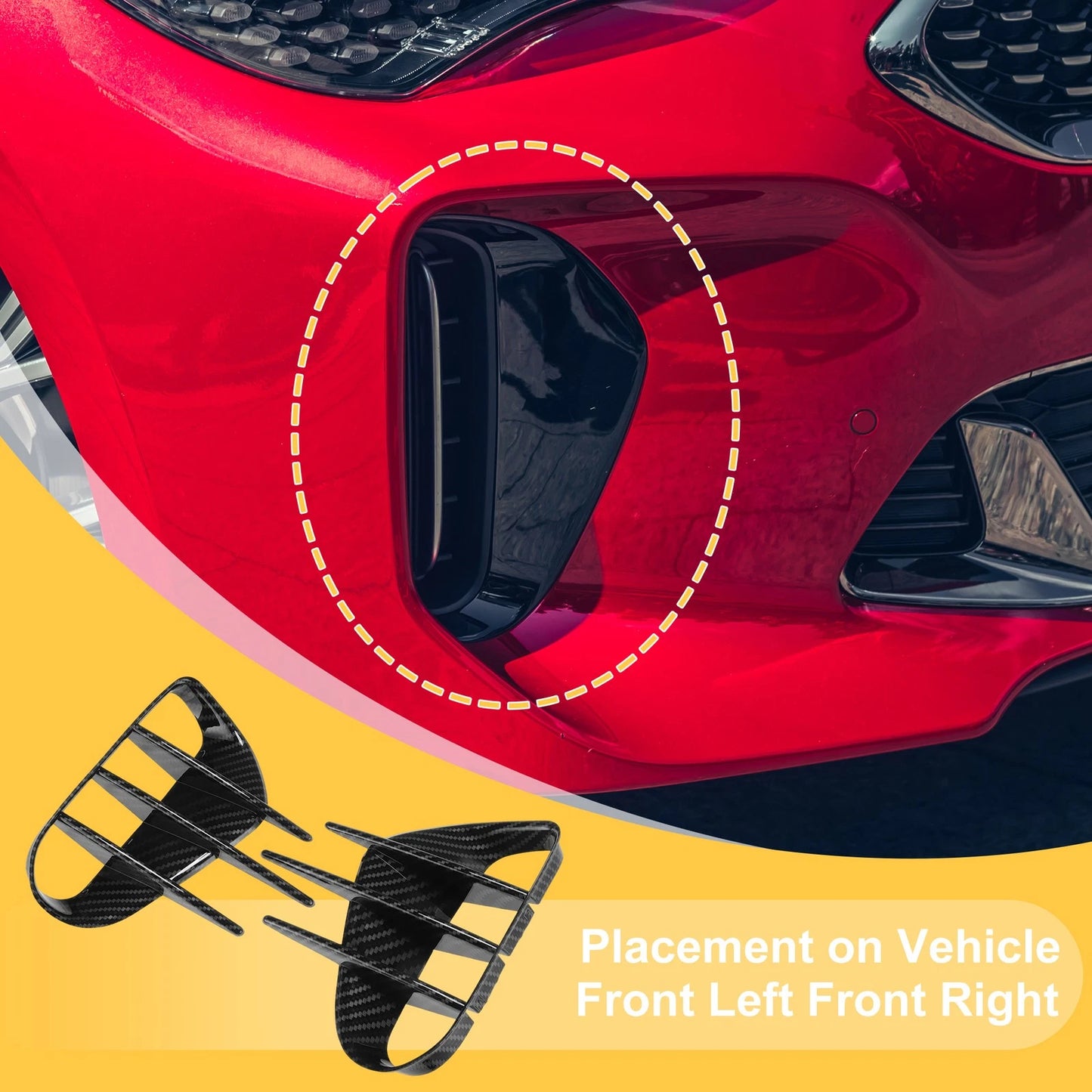 Set of 2 Fog Light Cover Trim for Kia Stinger (2018–2023) Carbon Fiber Black