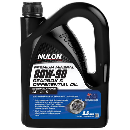 2.5L Nulon Premium Mineral 80W-90 Gearbox & Differential Oil