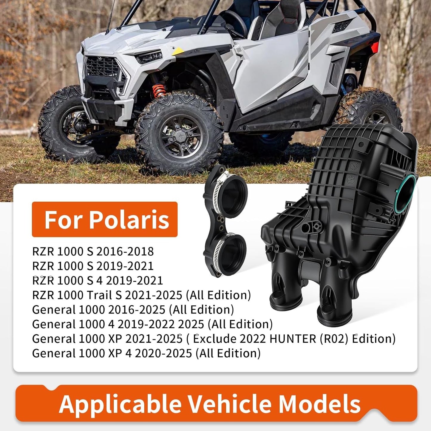 Intake Manifold & Throttle Body Adaptor for Polaris RZR S 1000 (2016–2021)