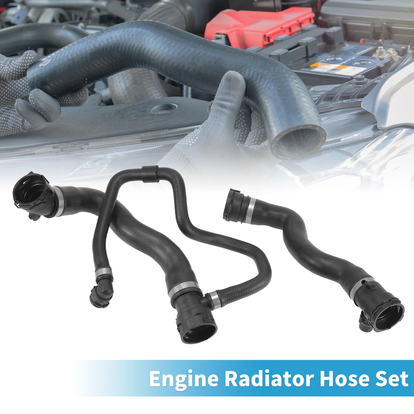 Set of 2 Engine Radiator Hoses for BMW 528i (2012–2016) No.17127640916 Rubber