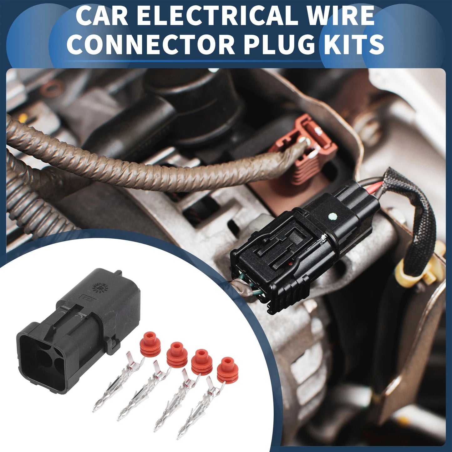 Set of 4 Waterproof 4 Pin Car Electrical Wire Connector Plug Kits
