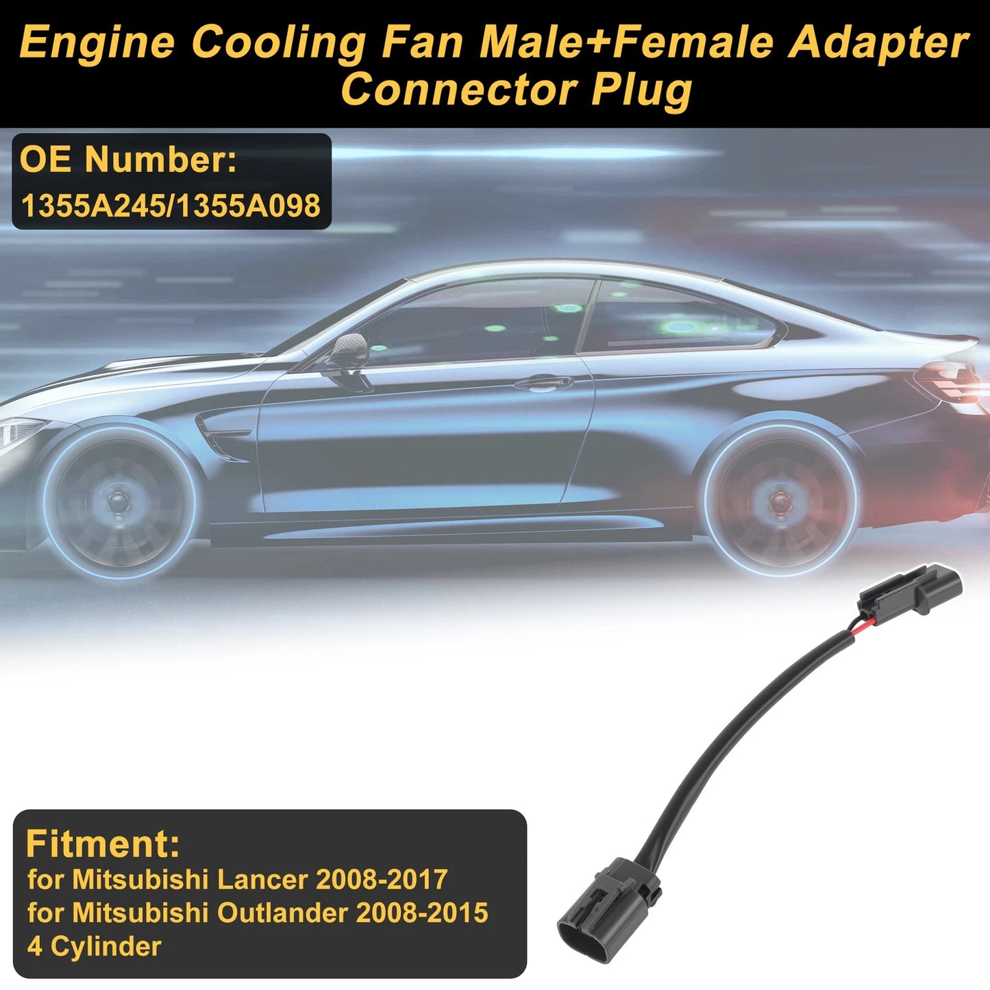 1pc 2 Pin Engine Cooling Fan for Mitsubishi Lancer (2008–2017) No. 1355A245