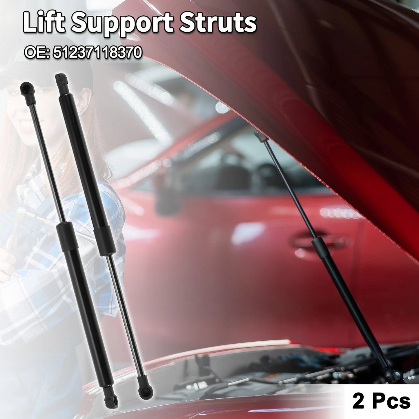 Front Hood Lift Supports Struts 2X No. 51237118370 for BMW 135i (2008–2013)