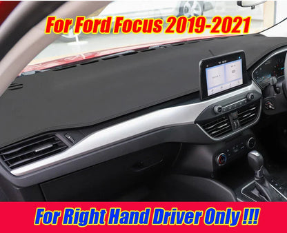 RHD Leather Dashboard Cover Dash Protector Pad Mat for Ford Focus (2019–2021)