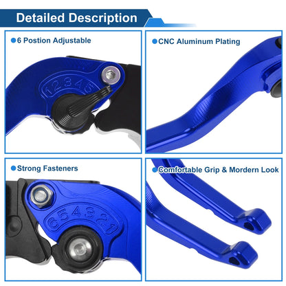 Short Brake Clutch Levers for Yamaha Tenere 700 (2019–2025) Blue 1 Pair