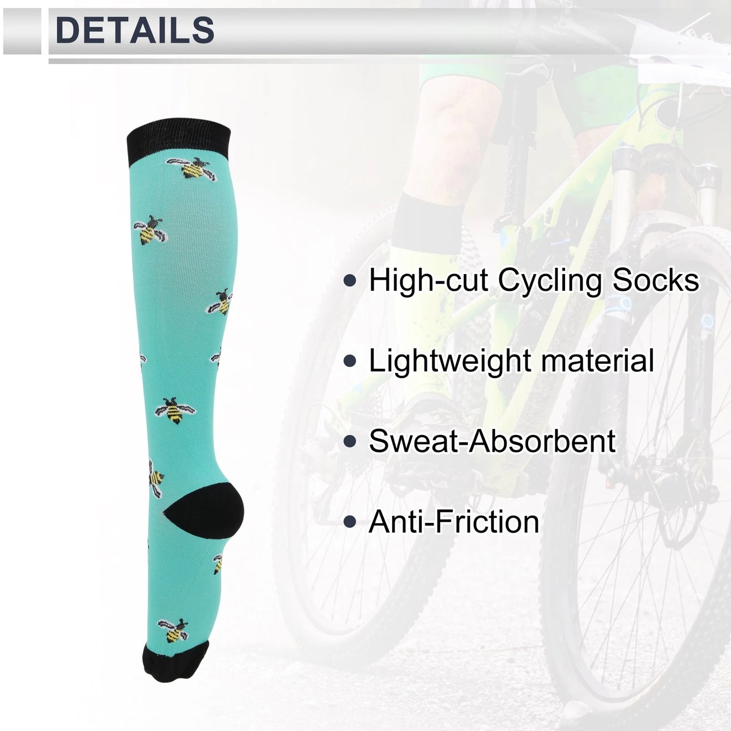 Cycling Socks Size L Sweat-Absorbent Nylon Black Blue