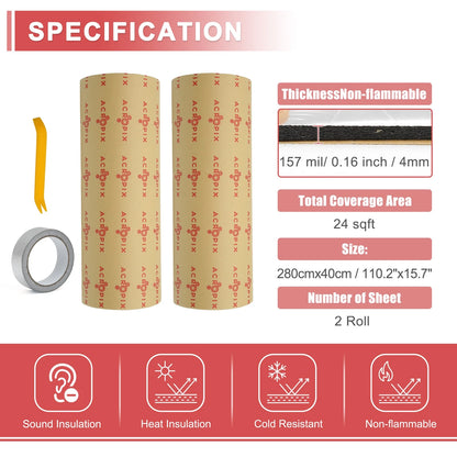 Set of 4 Aluminum Foil Foam Heat Damping Pads for Car (157mil, 4mm)