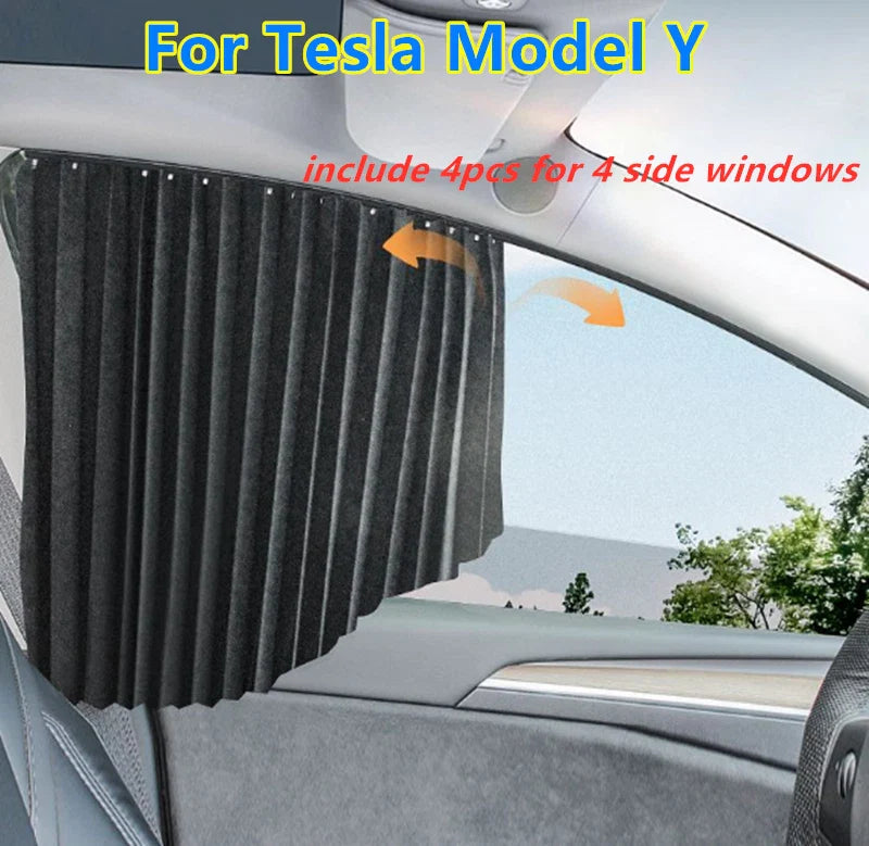 4 x Side Window Sleep Privacy Sunshade Curtain for Tesla Model Y (2020–2024)