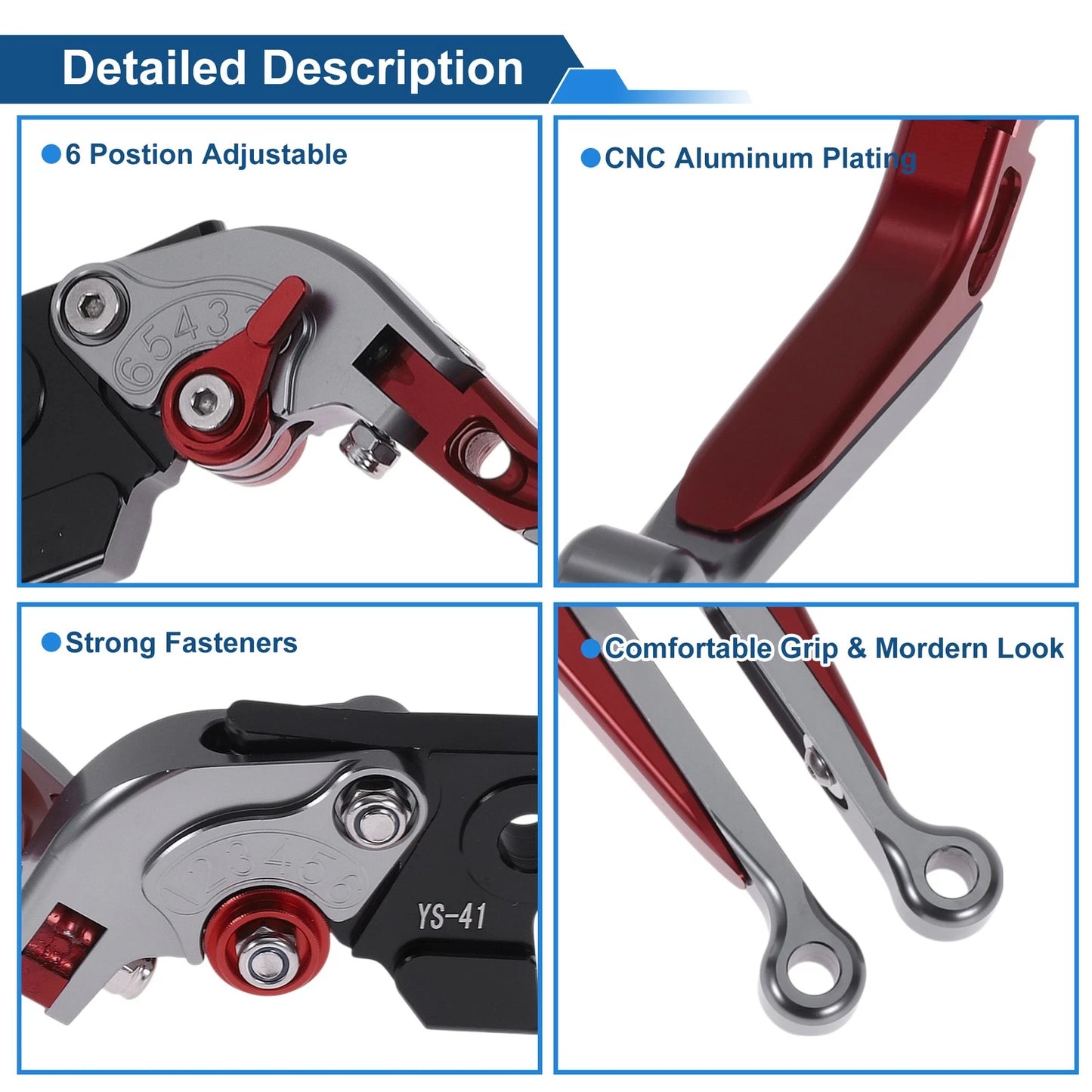 Adjustable Brake Clutch Lever for Suzuki GSXR150 (2017–2020) Titanium Red