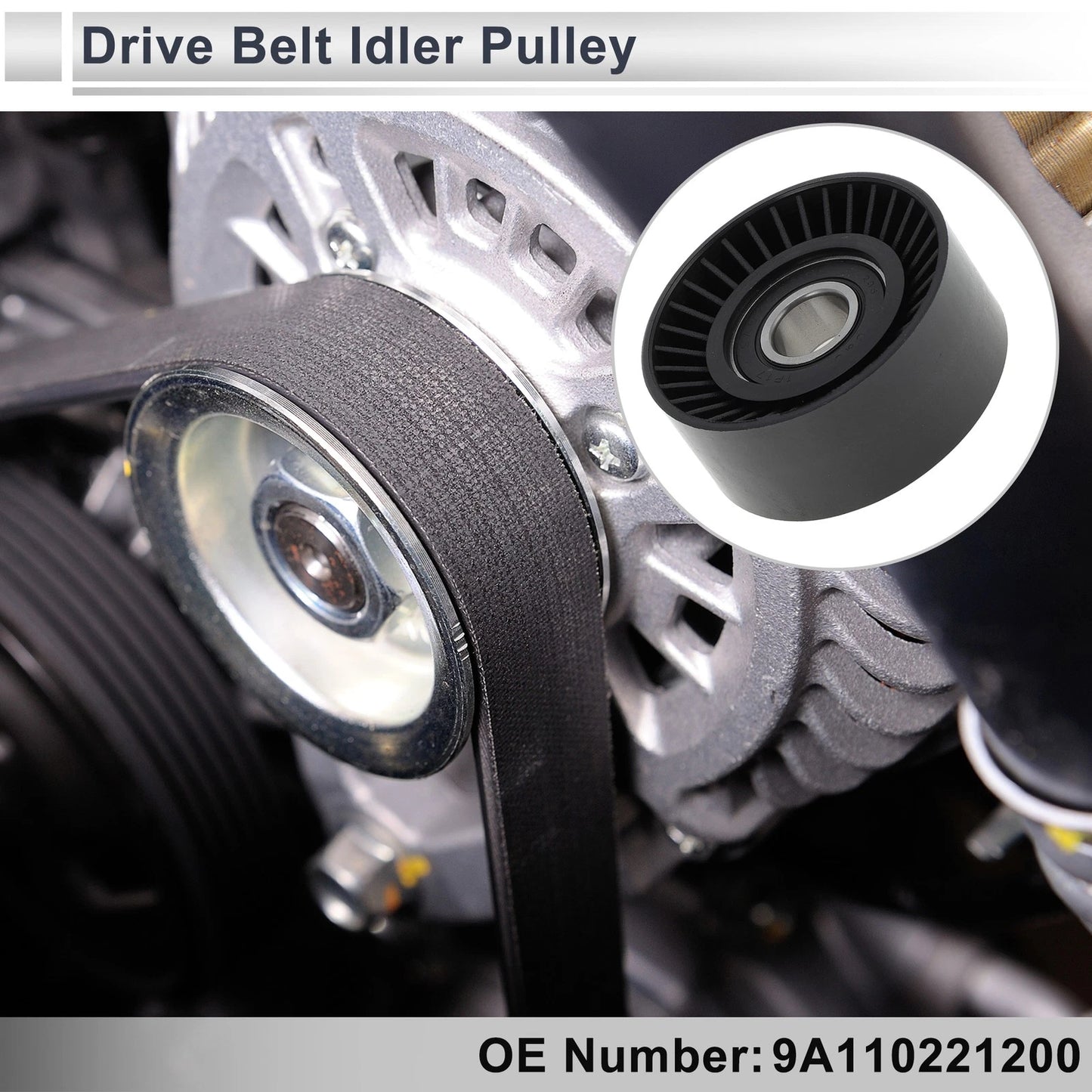 Drive Belt Idler Pulley for Porsche 911 (2009–2015) No. 9A110221200 Black