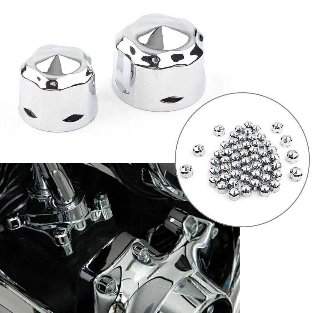 Chrome Engine Bolt Cap Set for Harley Road King Electra Glide (1999-2016)