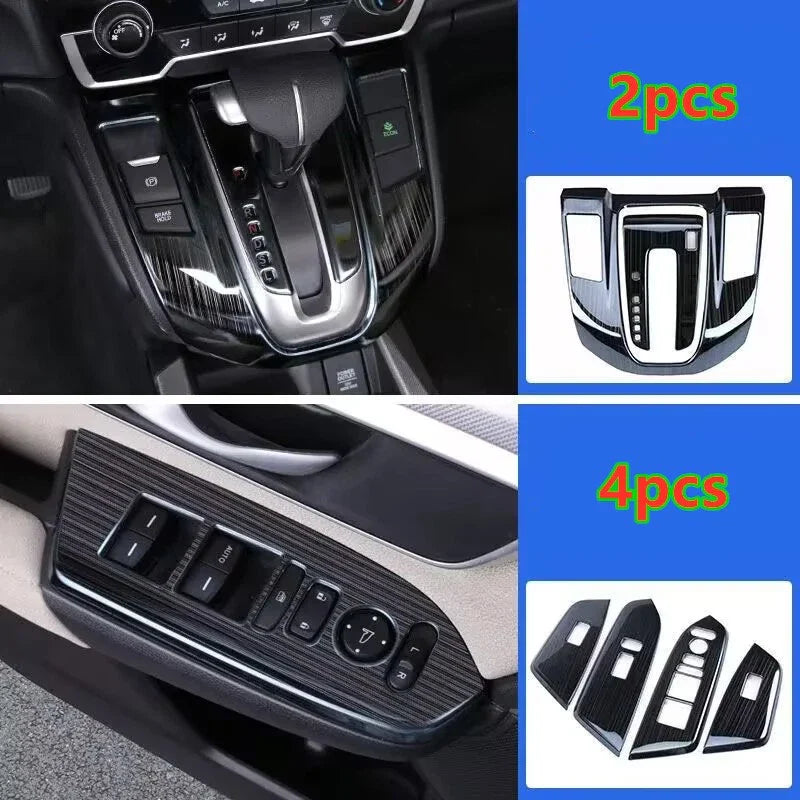 6x Black Shift Panel Window Lift Switch Cover Trim for Honda CR-V (2017–2022)