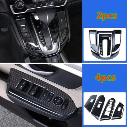 6x Black Shift Panel Window Lift Switch Cover Trim for Honda CR-V (2017–2022)