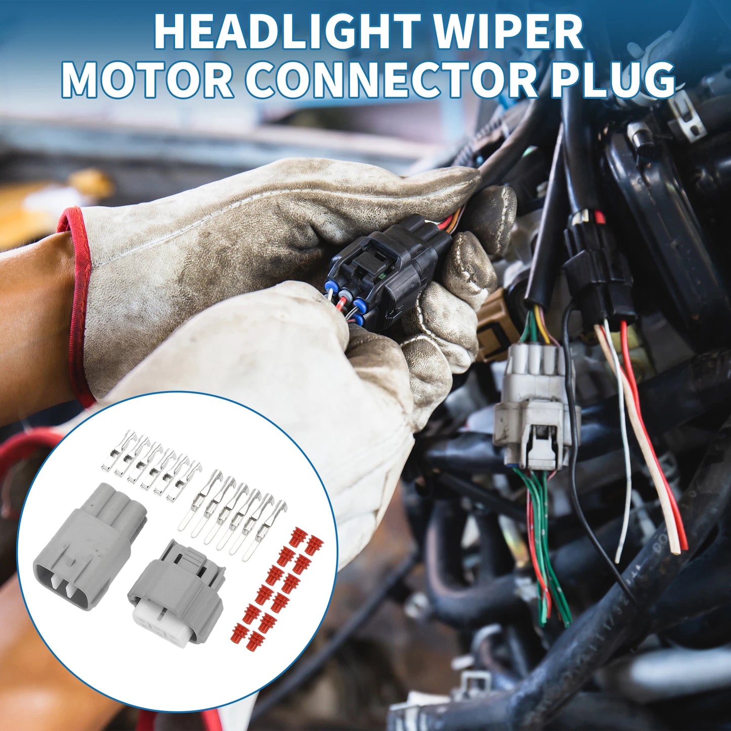 Set of 1 Headlight Wiper Spray Connector Plug for Toyota Nissan