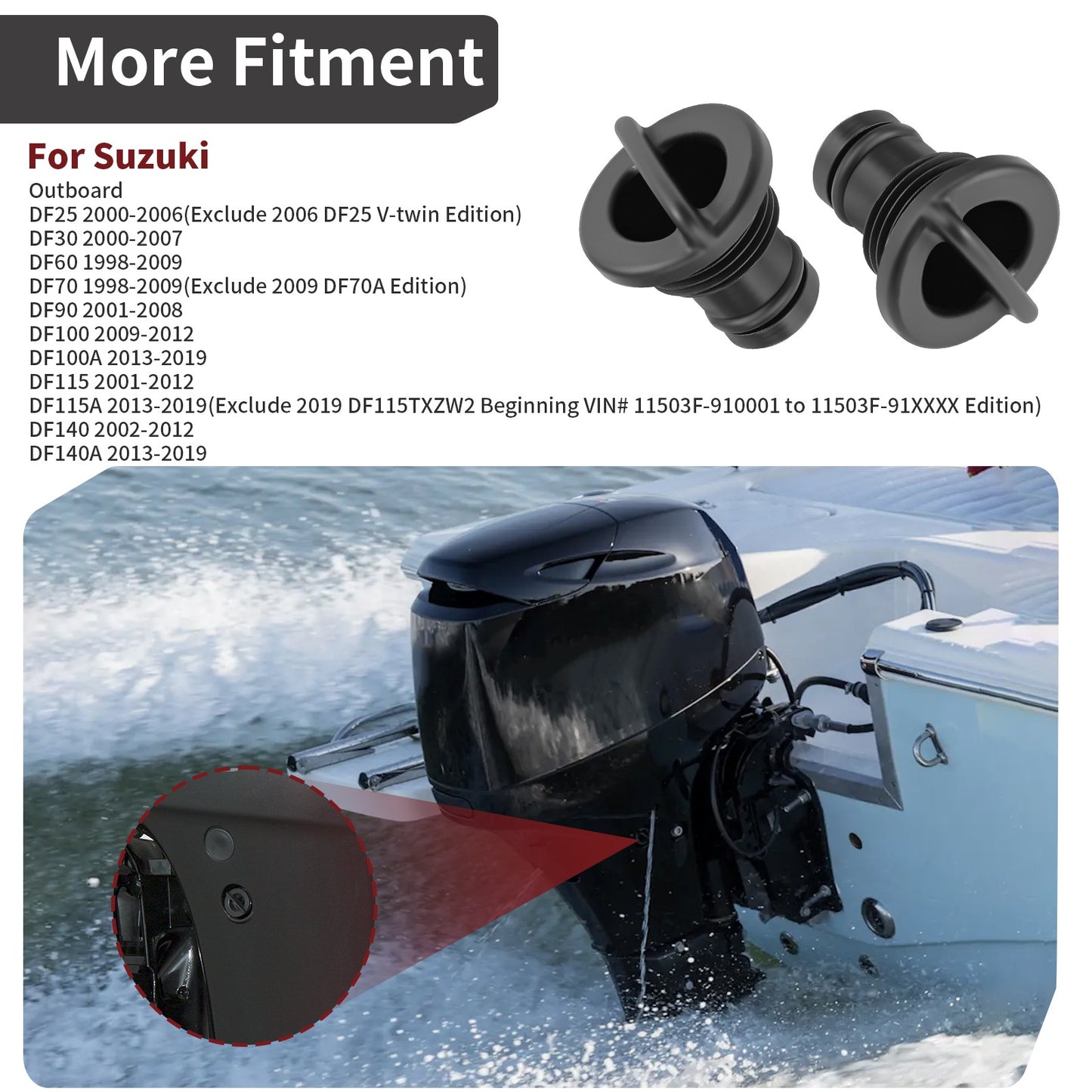 2X Water Flush Plug for Suzuki 25-140 hp
