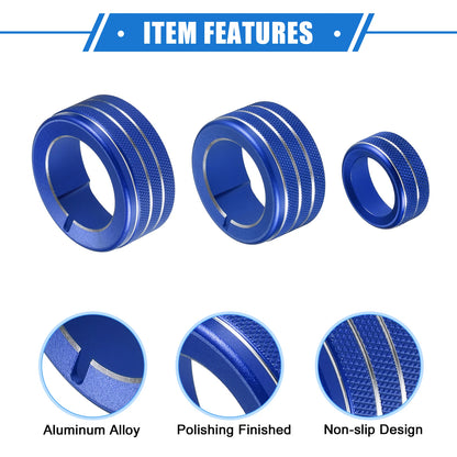 5 Pcs AC Climate Control Knob Rings for Toyota 4Runner (2010–2022) Blue