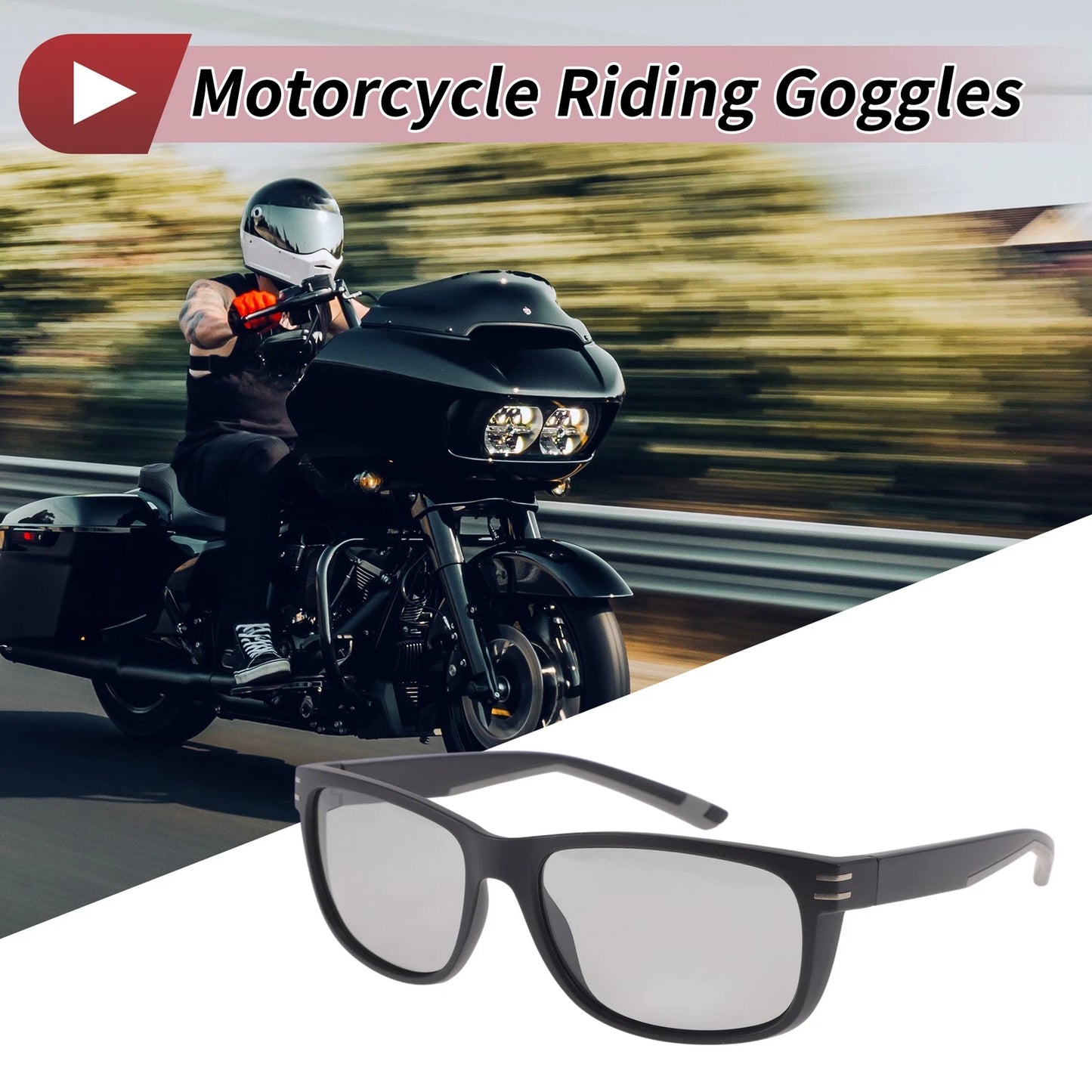Set of 1 Motorcycle Riding Goggles for Universal Fit (UV400)