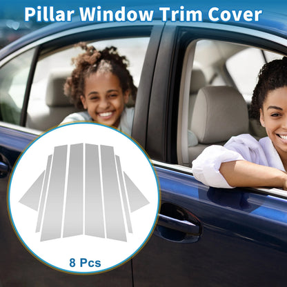 Set of 8 Door Pillar Window Trim for VW Polo (2019–2023) Silver Tone