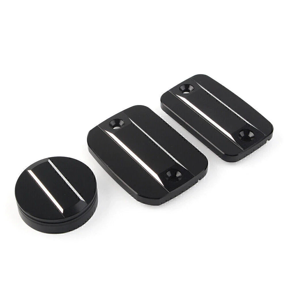 Black Front Brake Clutch Fluid Reservoir Cap & Rear Brake Cover for Scrambler 1100