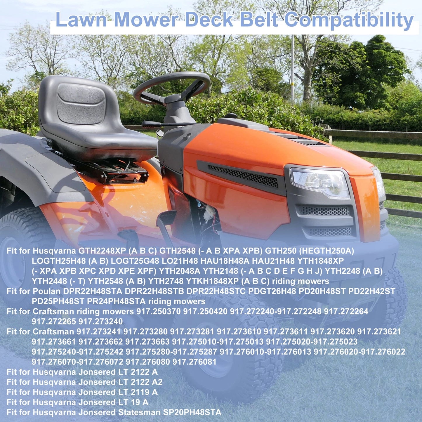 Lawn Mower Deck Belt No.180808/532180808 for Husqvarna GTH2248XP (2004–2008)