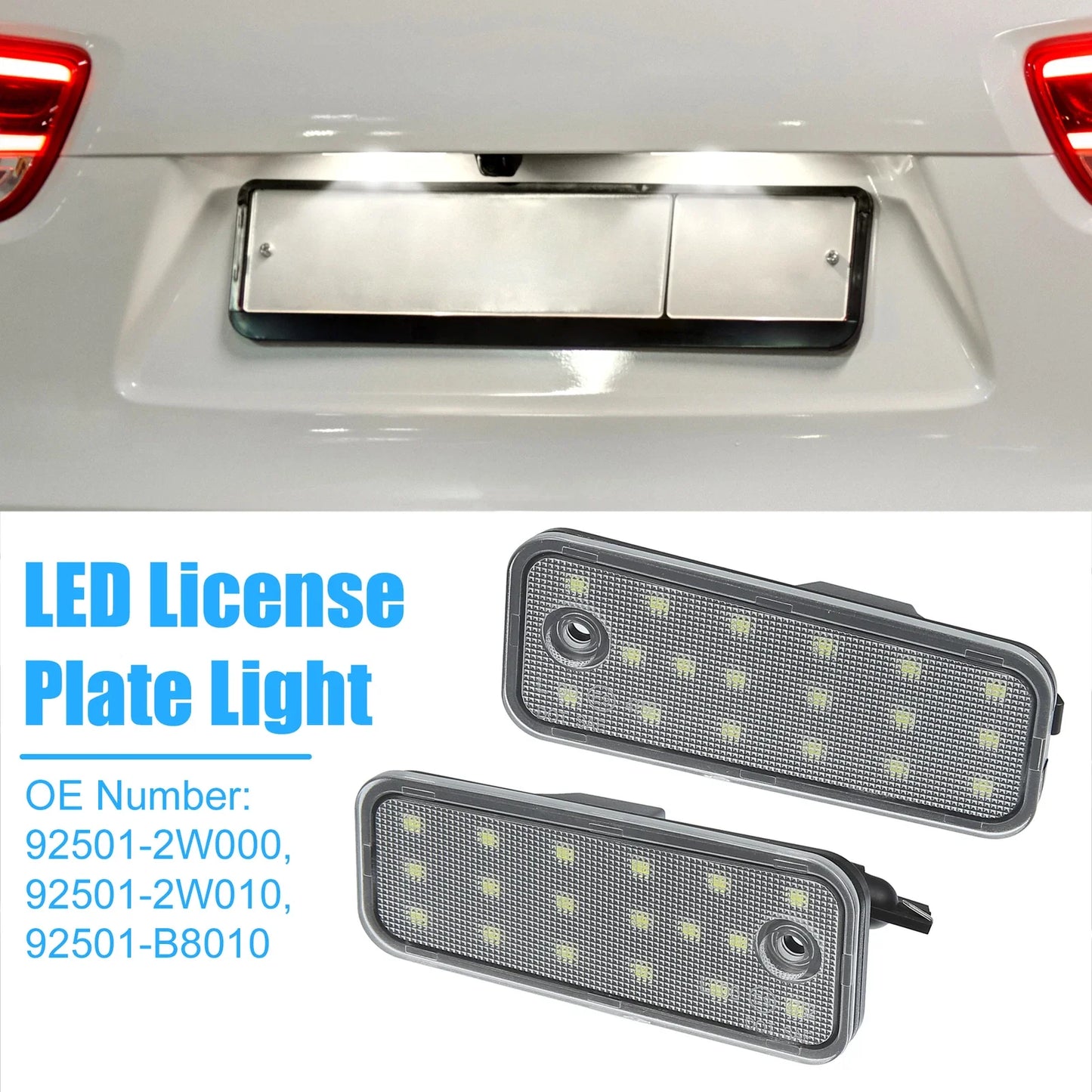 2 x White LED License Plate Lights for Hyundai Santa Fe (2013-2016)