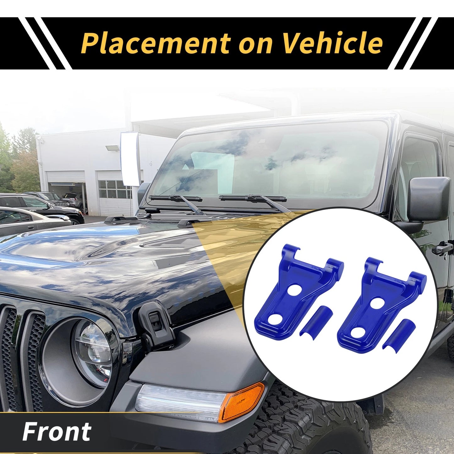 1 Pair Engine Hood Hinge Cover for Jeep Wrangler JL JLU (2018–2024) Deep Blue