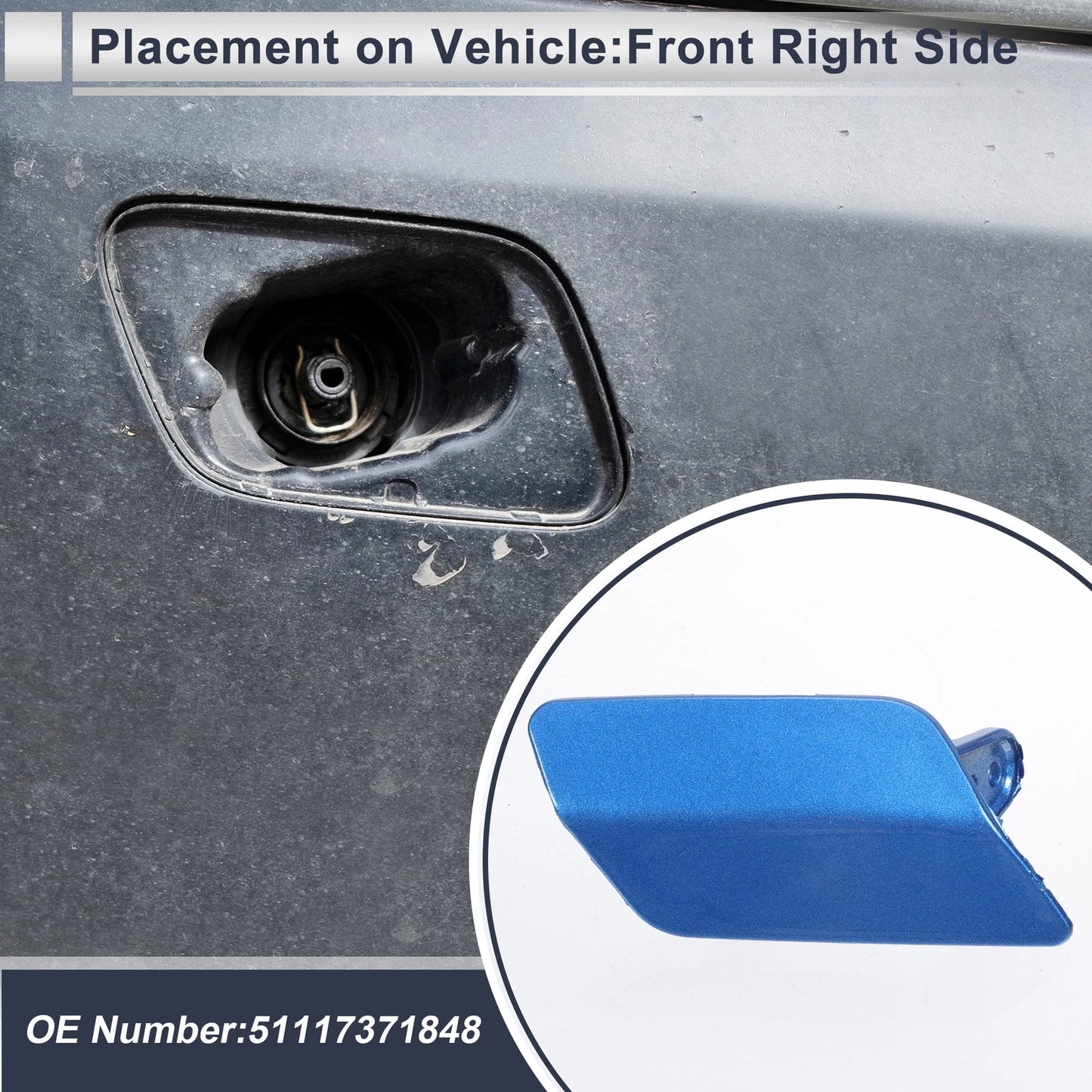 Front Right Headlight Washer Nozzle Cover Cap for BMW 3 Series (2012–2019)