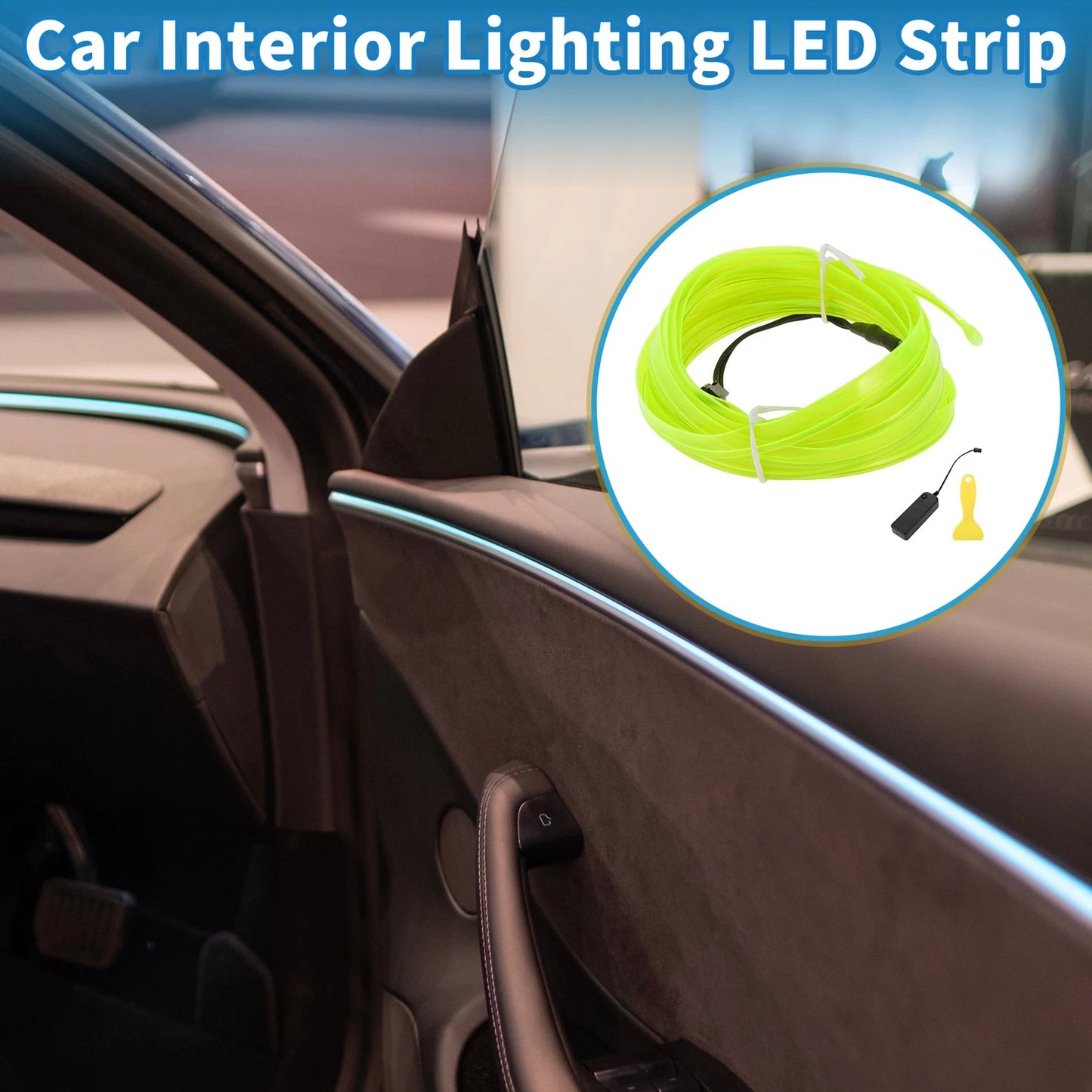 LED Strip Car Decoration Lighting for Universal Use (3 Meter) Fluorescent Green