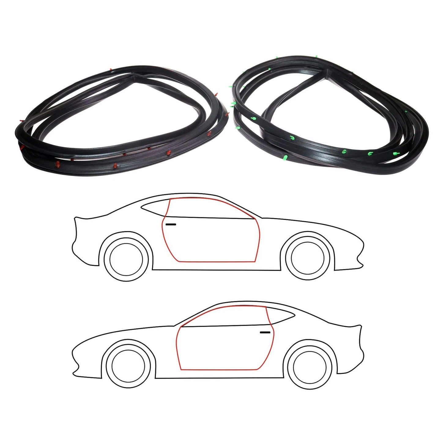 Set of 2 Front Door Weatherstrip Seals for Toyota Corolla Sprinter (1975–1979)