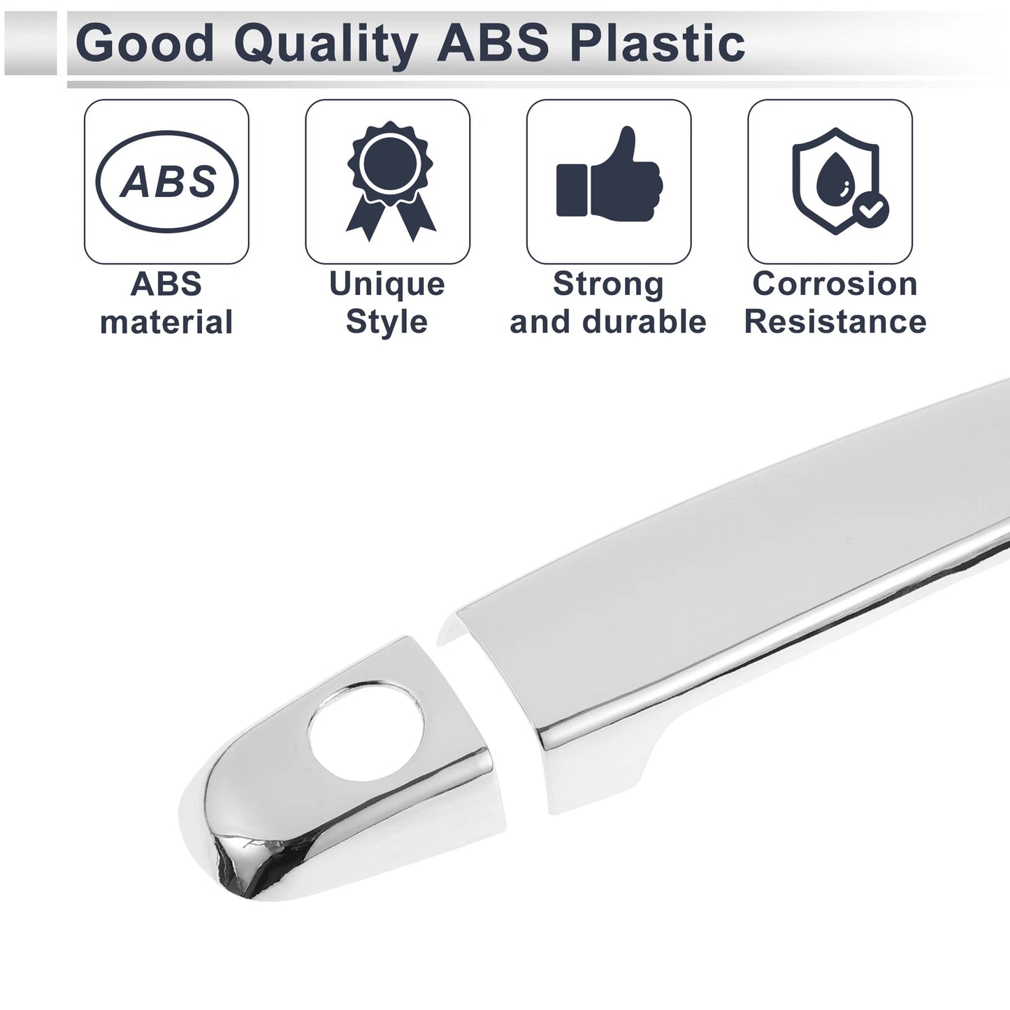 Door Handle Cover Trim for Toyota Highlander (2014–2019) Silver Tone