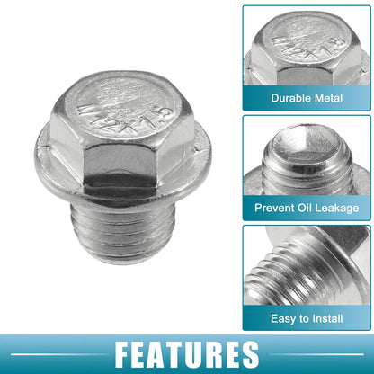 Set of 10 Universal Car Oil Drain Plug with Gasket M12x1.5