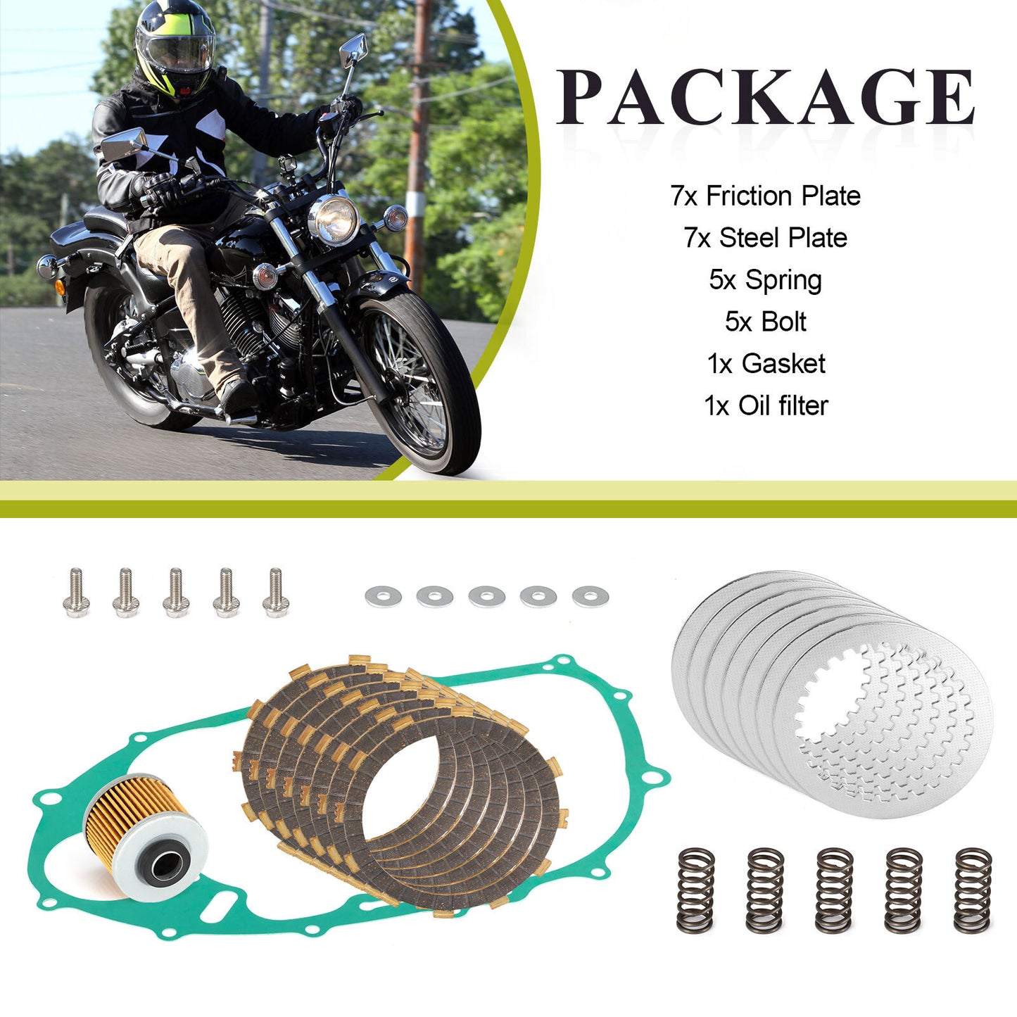 Clutch Friction Plates with Gasket Kit for Yamaha V Star 650 (2000–2008)