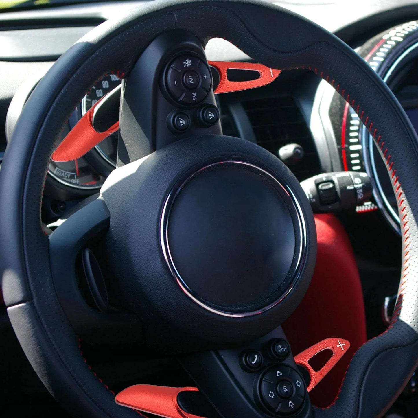 Pair Red Steering Wheel Shift Paddle Extend Cover for BMW Mini Cooper