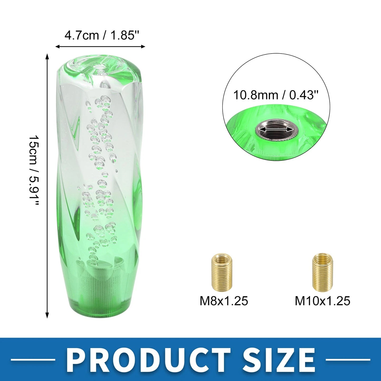 Set of 1 Shift Knob with 2 Adapters for Universal Fit (15cm, Light Green)