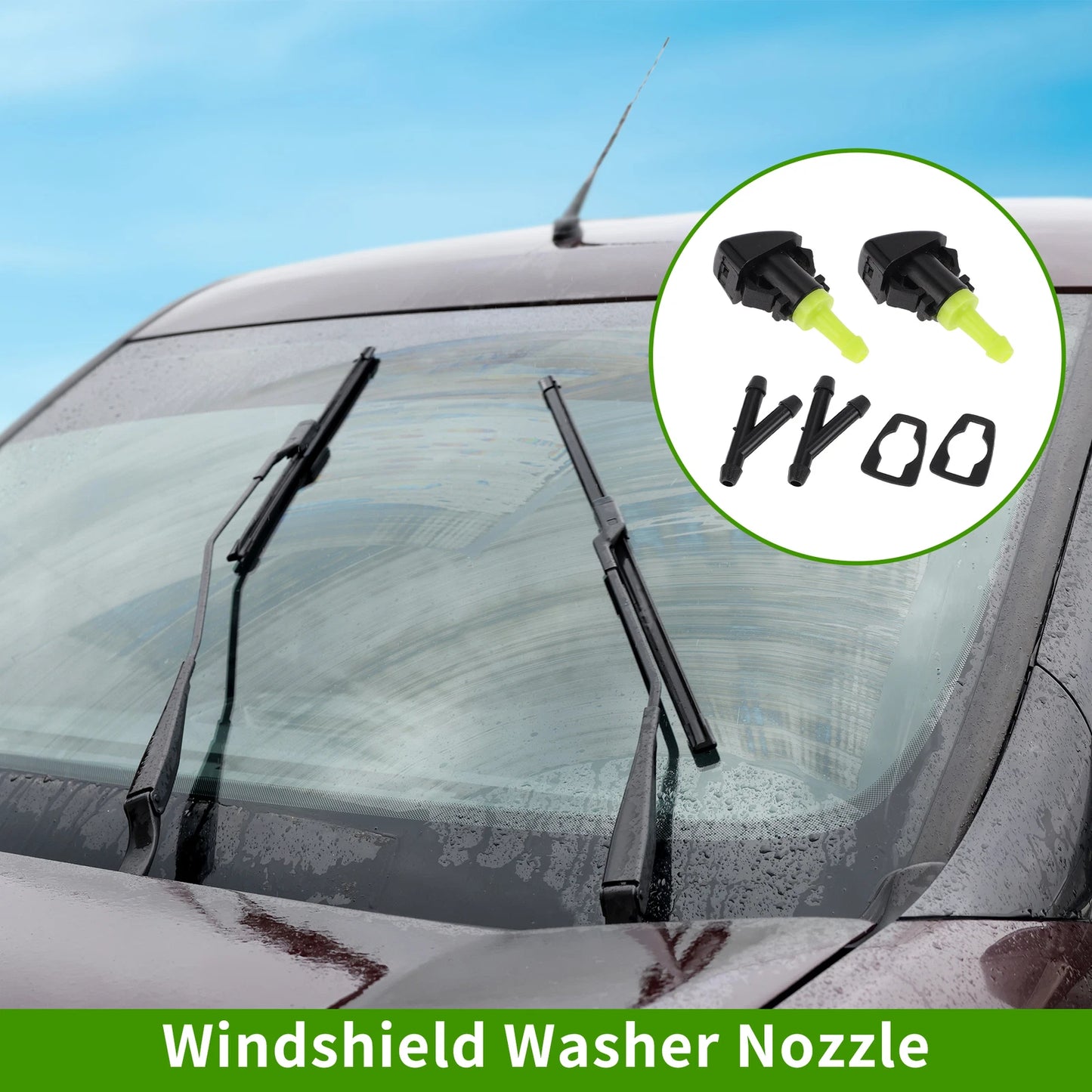 2X Windshield Washer Nozzle with Y Hose Connector for Chrysler Town (2008–2016)